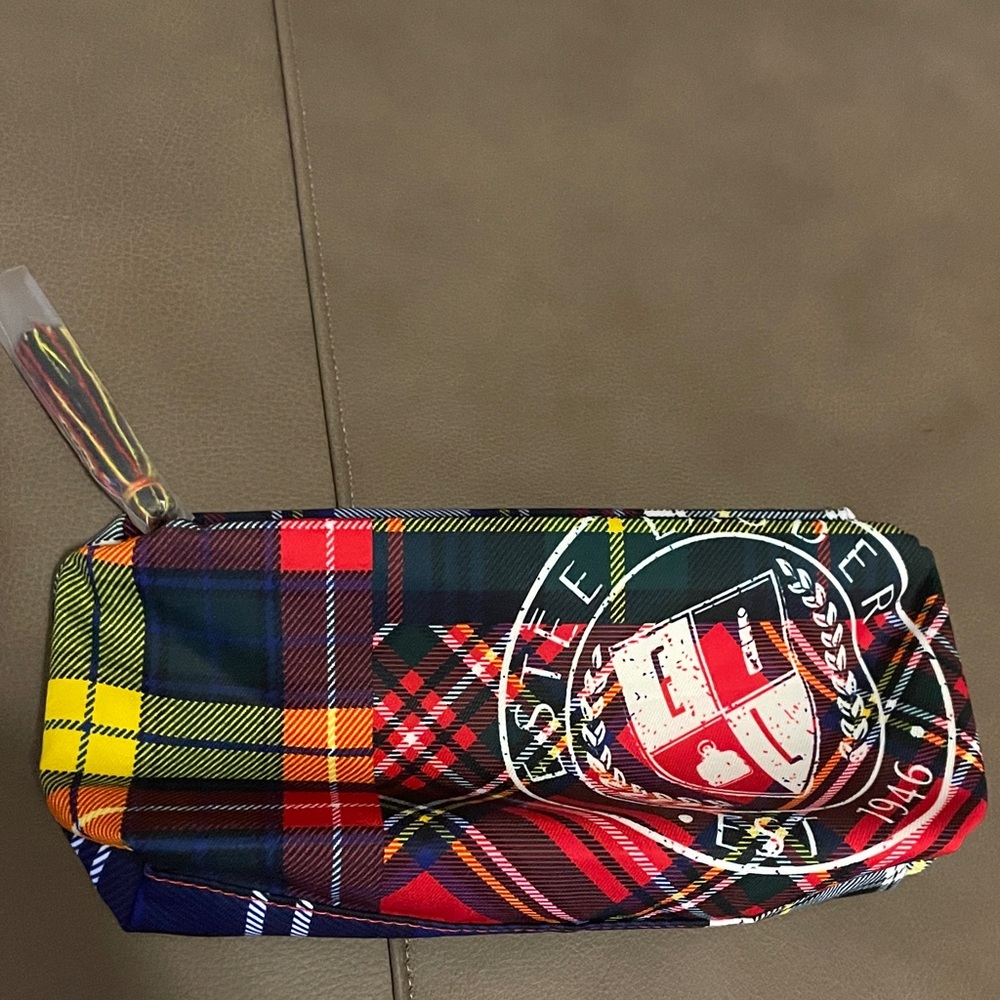 Estee Lauder Multicolor Plaid Cosmetic Bag